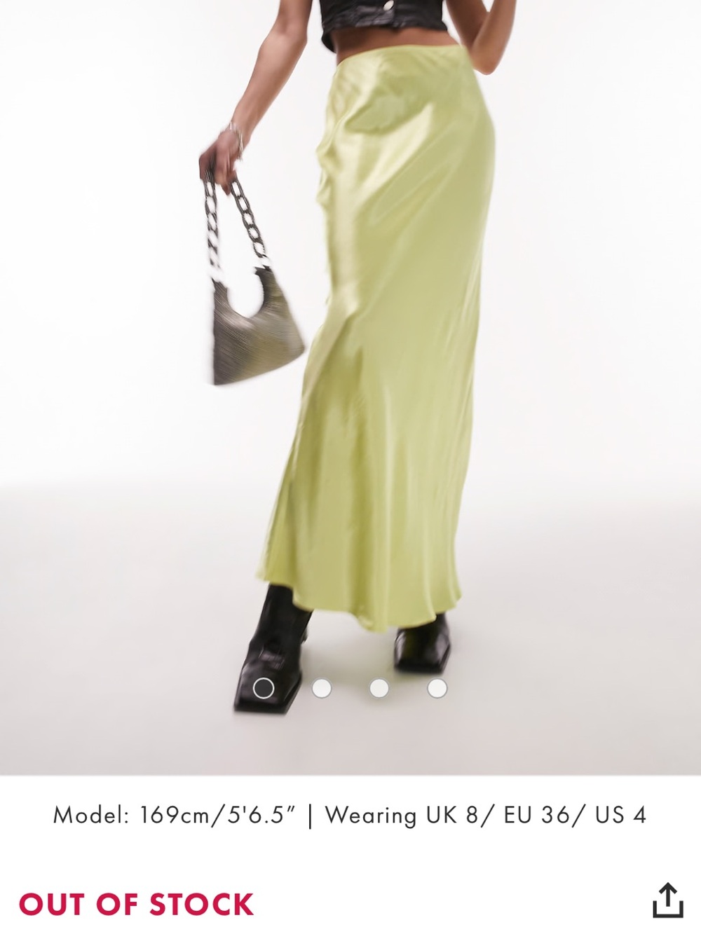 Topshop Lime Green Satin Maxi Skirt